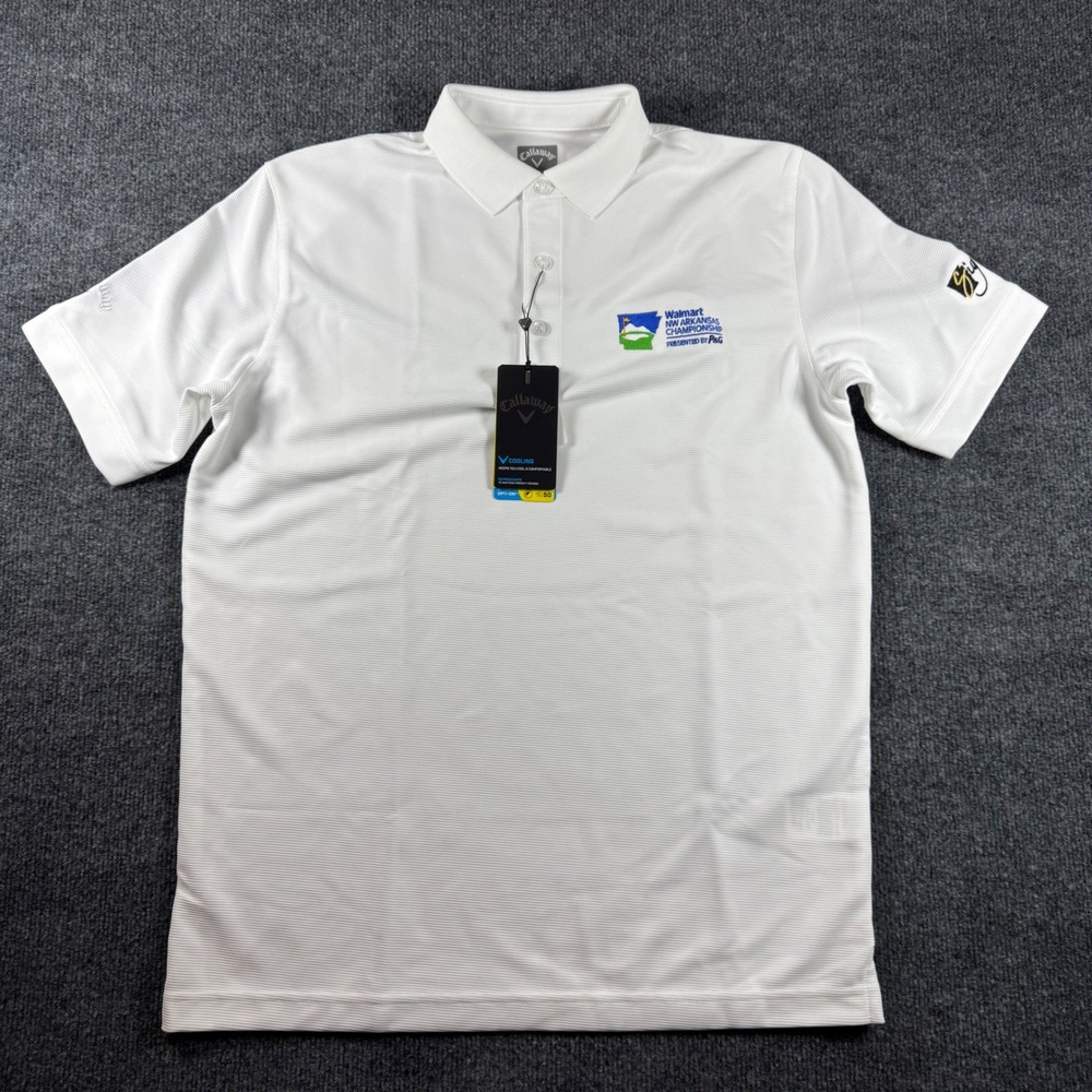 Callaway Mens Opti-Dri Golf Polo Shirt White Walmart NW Arkansas Championship S